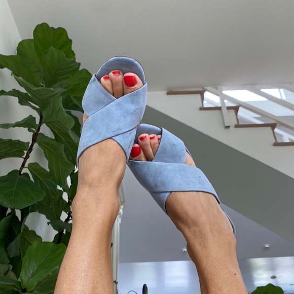 Anthropologie Shoes - Anthropologie NEW Lola Cruz Blue Crossover Slides very chic and comfortable ❤️🙏